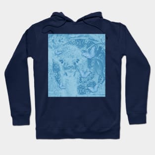 Ghostly alpaca with butterflies in snorkel blue Hoodie